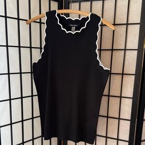 Cable & Gauge Black Tank with White Scallop Trim size small NWT